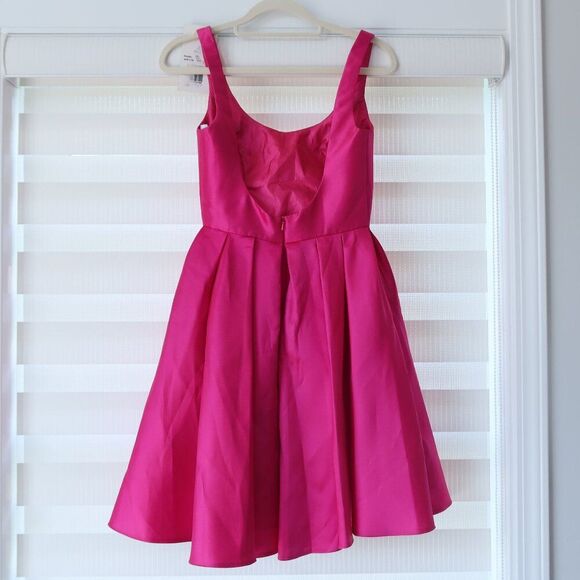 NWT SHERRI HILL pink coctail dress fuchsia 0 mini flare scoop party event summer - Picture 2 of 10
